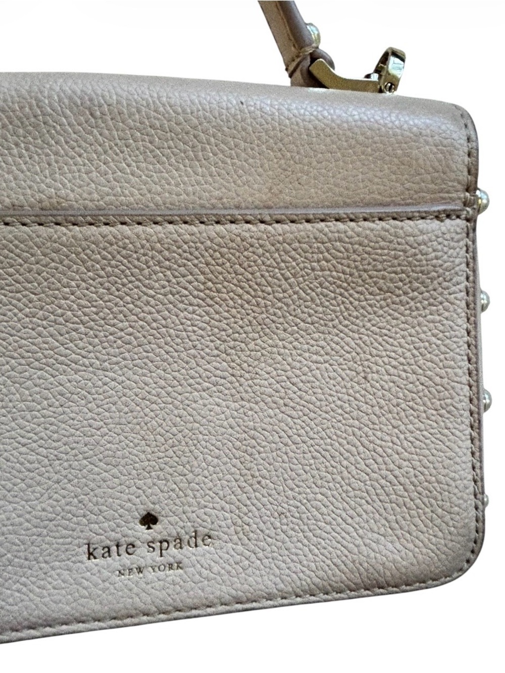 kate spade Leather Top-Handle Satchel in Light Beige with pearls - Picture 4 of 7